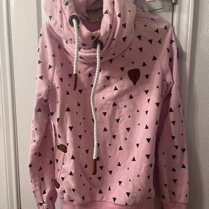 Wanakome Pink Cowl Neck Sweater with Heart Pattern